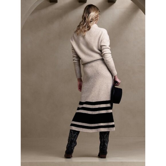 BANANA REPUBLIC Tulsi Blanket Stripe Wool Yak Blend Midi Sweater Skirt, Size S - Picture 2 of 14
